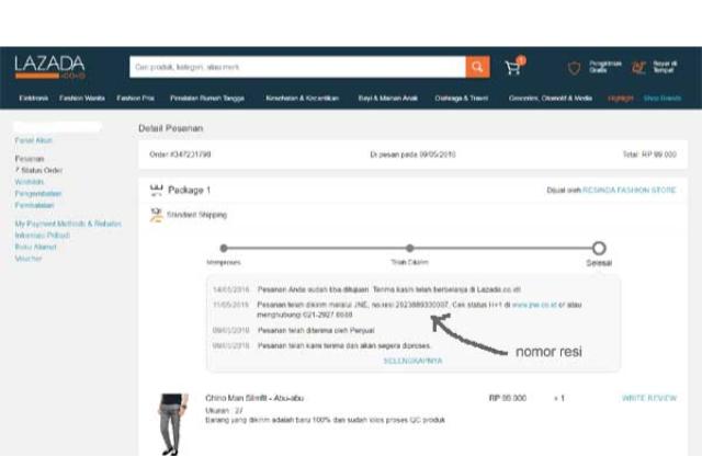 cek status pengiriman lazada