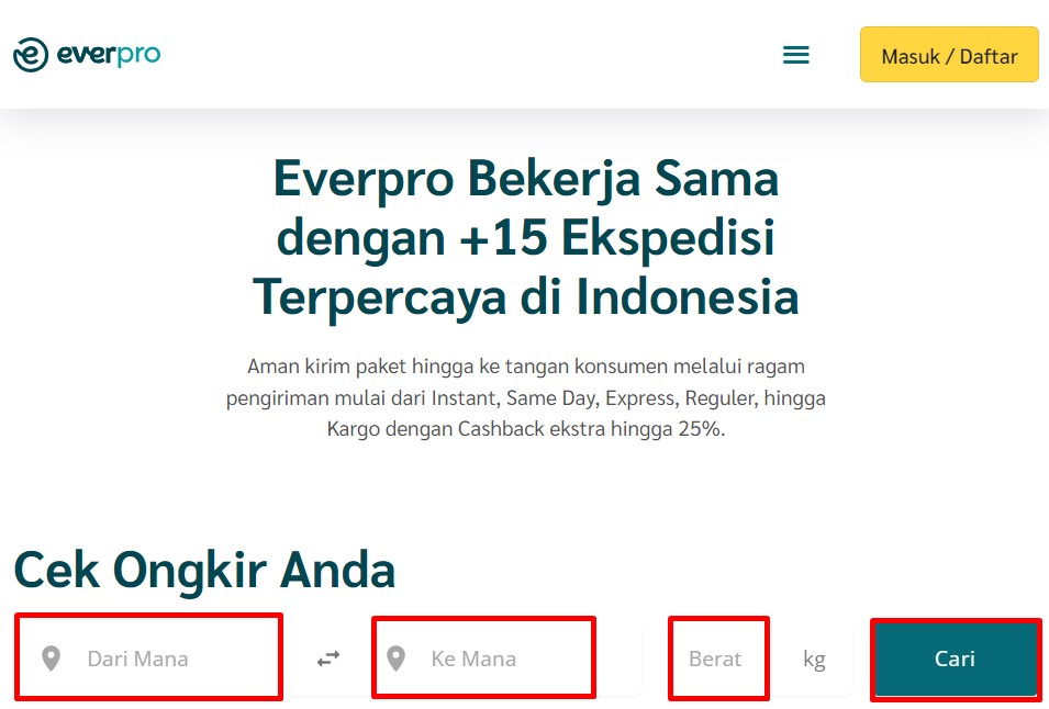 cek ongkir wahana express