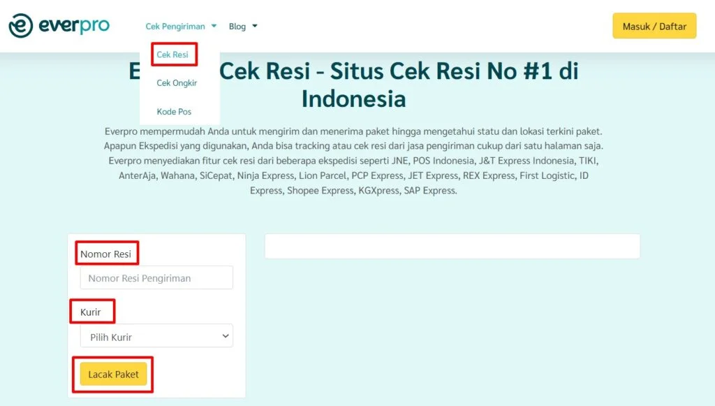 cek resi di everpro