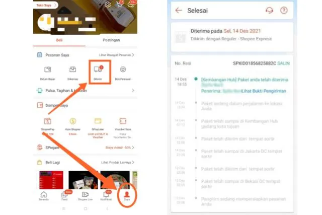 cek resi shopee express
