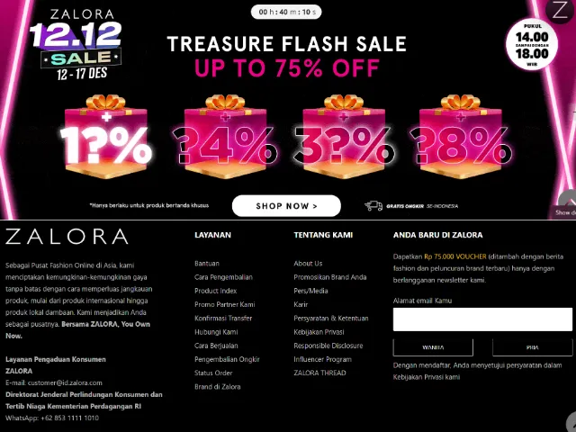 contoh landing page produk fashion