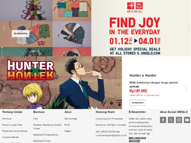landing page uniqlo