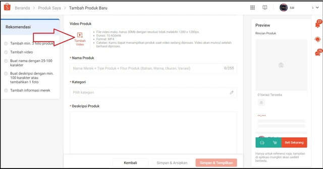 ukuran banner shopee