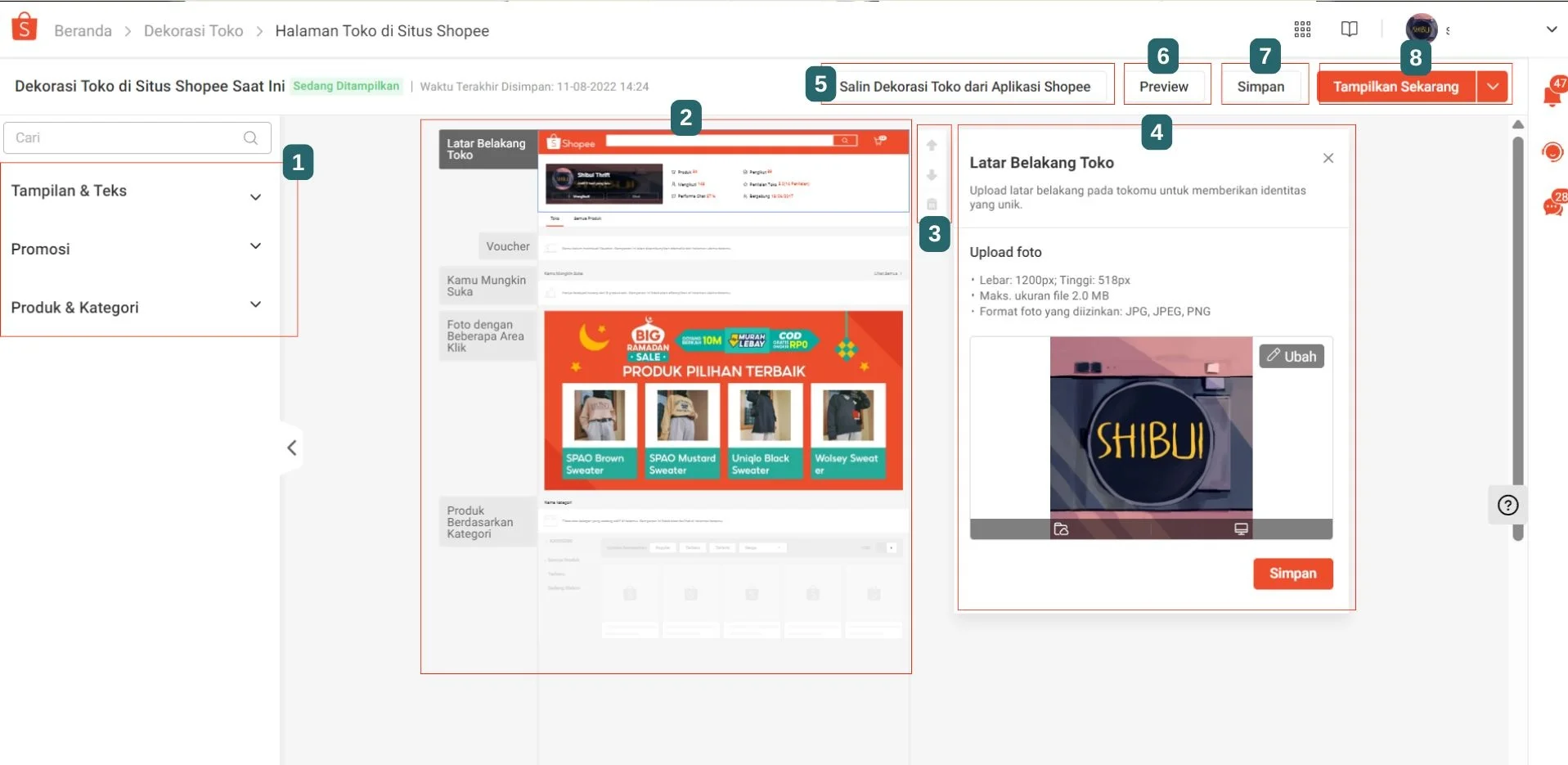 dekorasi toko shopee