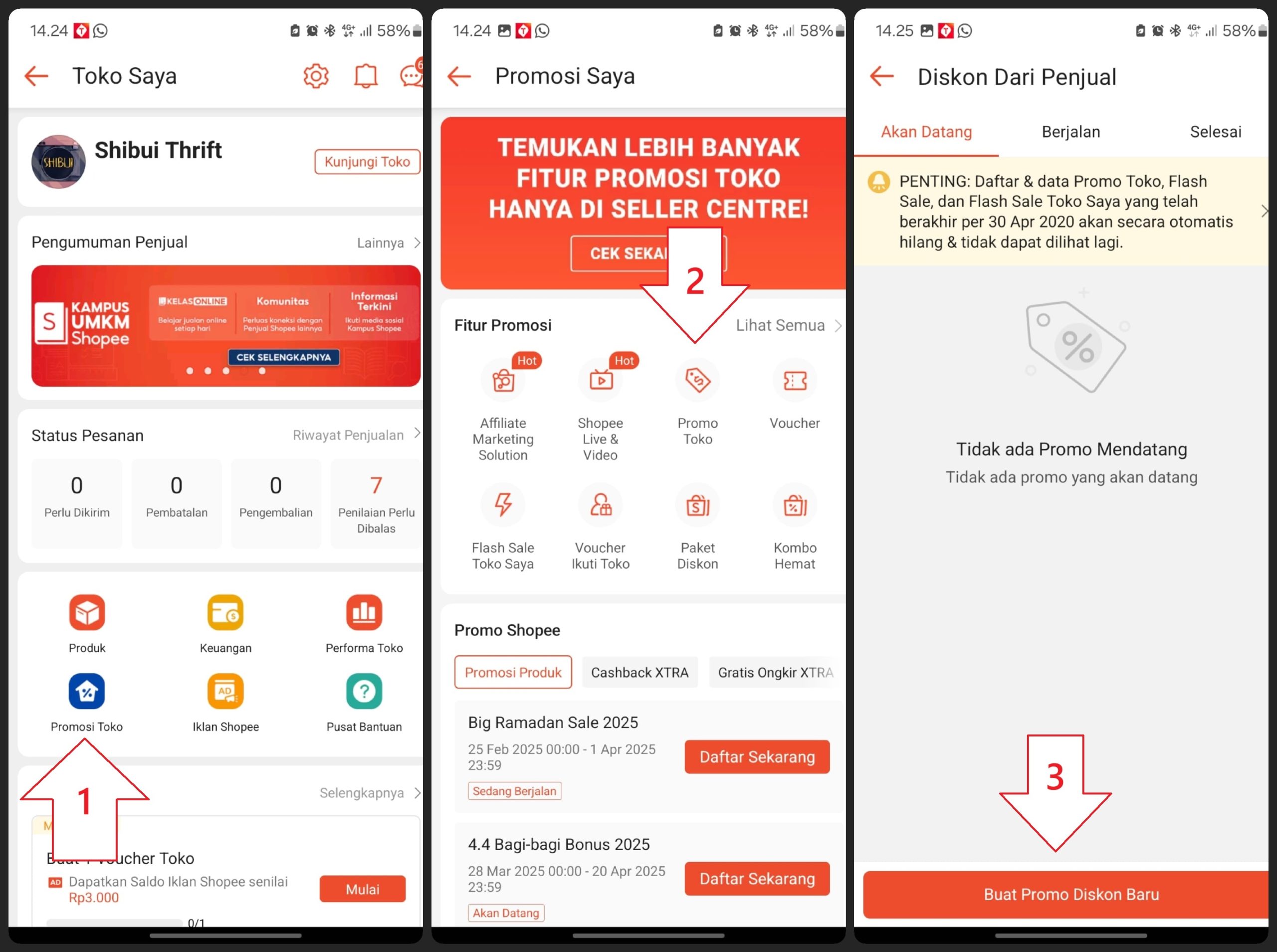 cara membuat harga coret di shopee